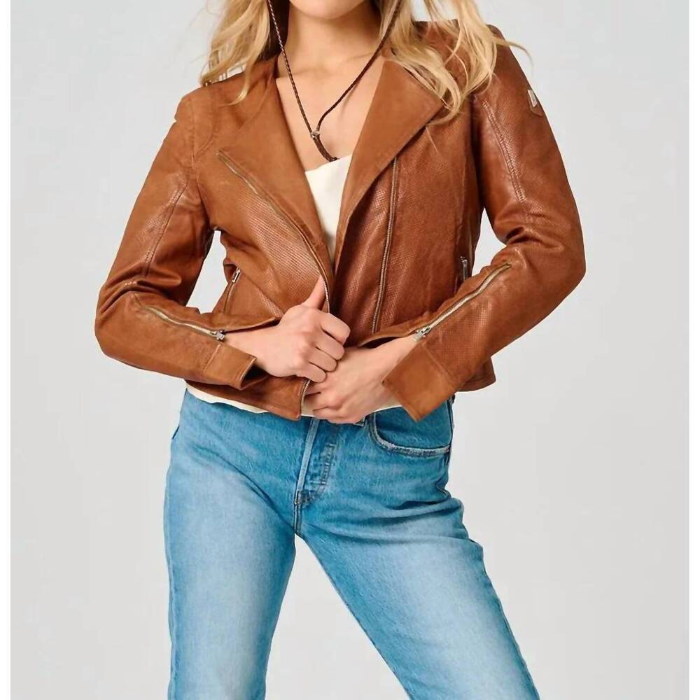 NEW MAURITIUS rf athena leather jacket in brown